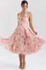 Pink – Romantic Floral Halter Vacation Dress sold by Viva Estel