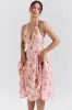 Pink – Romantic Floral Halter Vacation Dress sold by Viva Estel