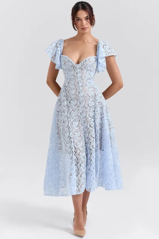 Blue – Vintage Lace Sexy A-Line Dress sold by Viva Estel