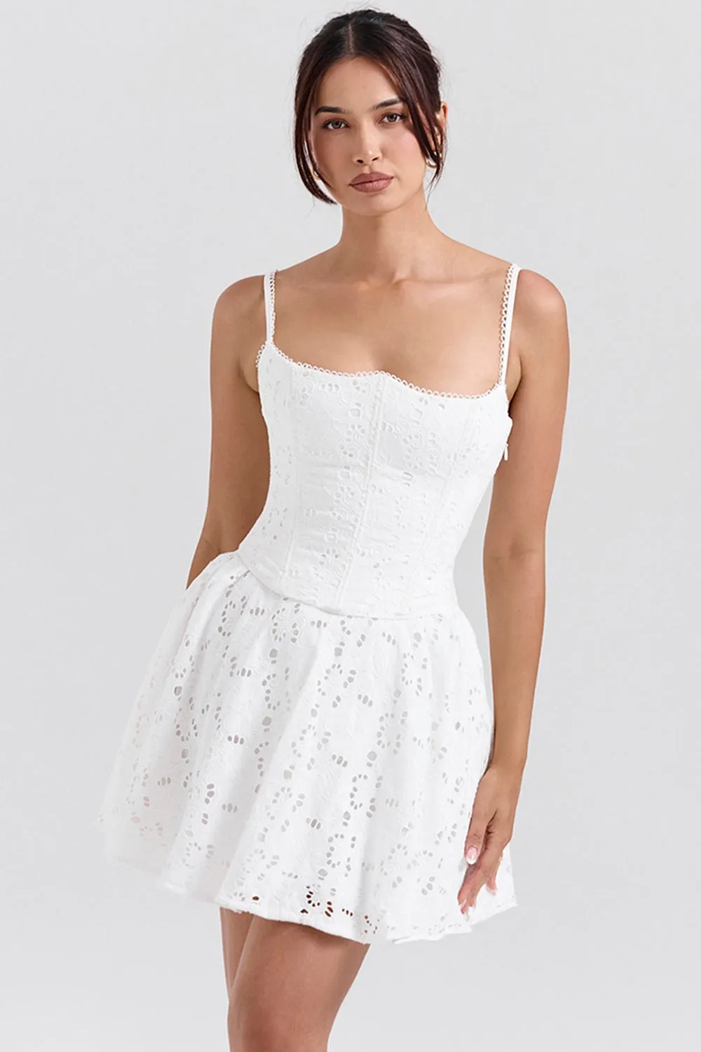 White – Lace Embroidered Innocence Dress sold by Viva Estel