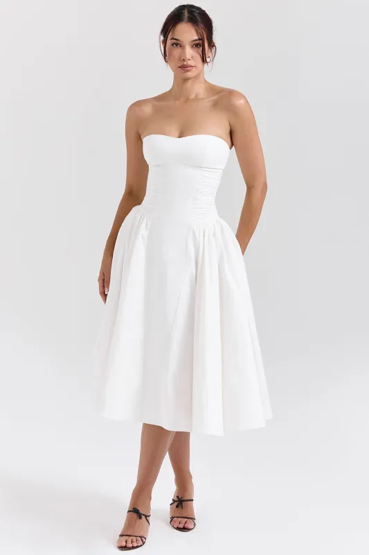White – Chic Solid Color Strapless Dress sold by Viva Estel
