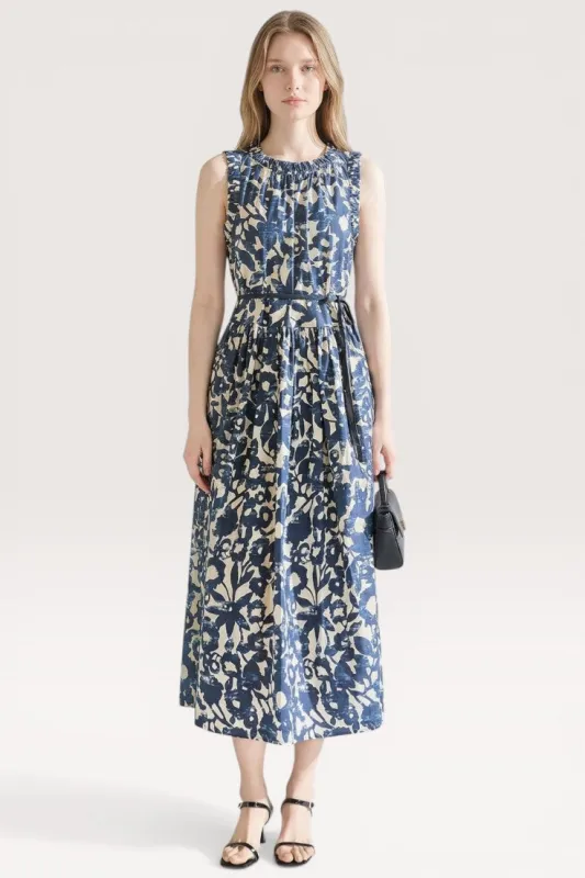 Elara · Blue Blossom Midi Dress made by Viva Estel