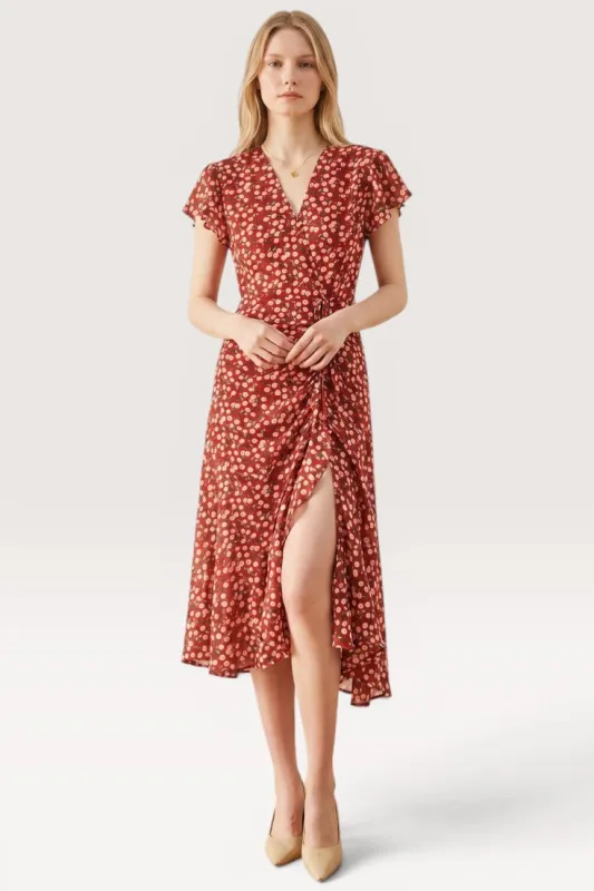 Seraphine · Crimson Petal Midi Dress made by Viva Estel