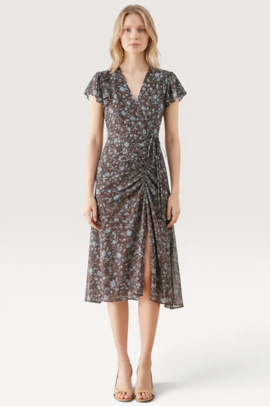 Astra · Mocha Bloom Midi Dress made by Viva Estel