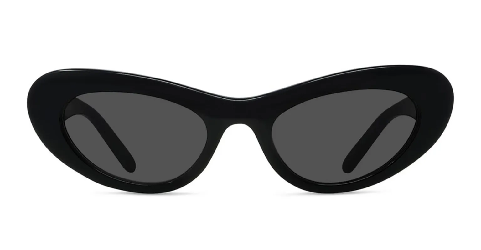 Slim black oval sunglasses made by Loewe