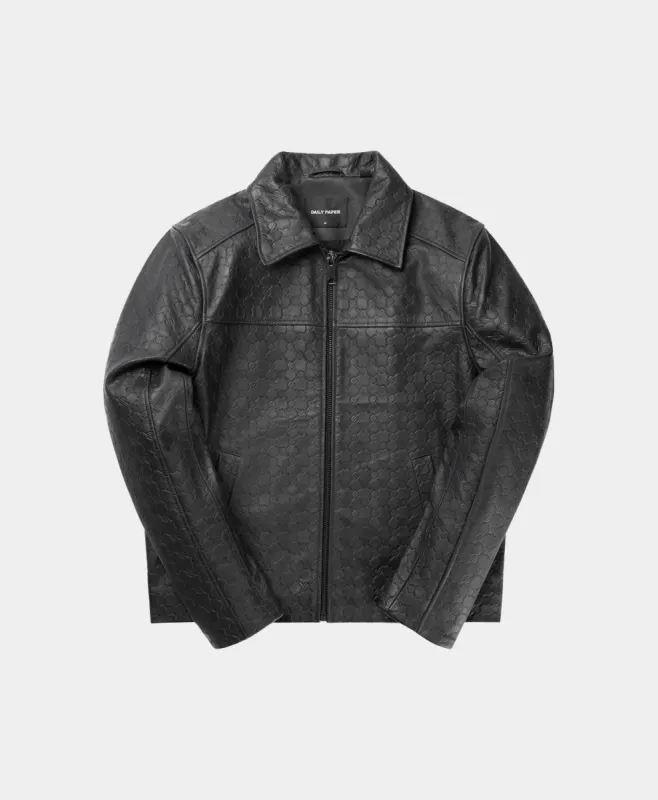 Black Silence Monogram Leather Jacket sold by Daily Paper