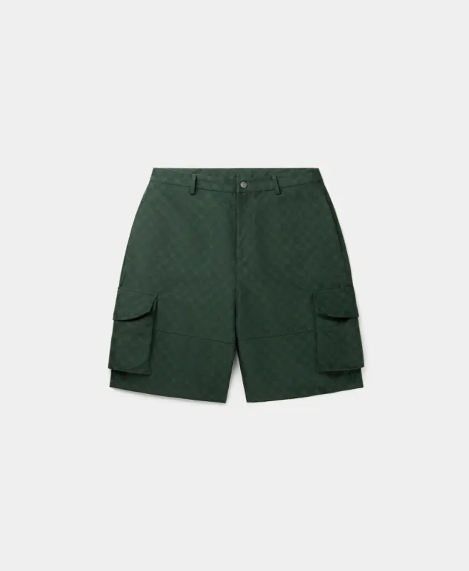 Pine Green Benji Monogram Cargo Shorts made by Daily Paper