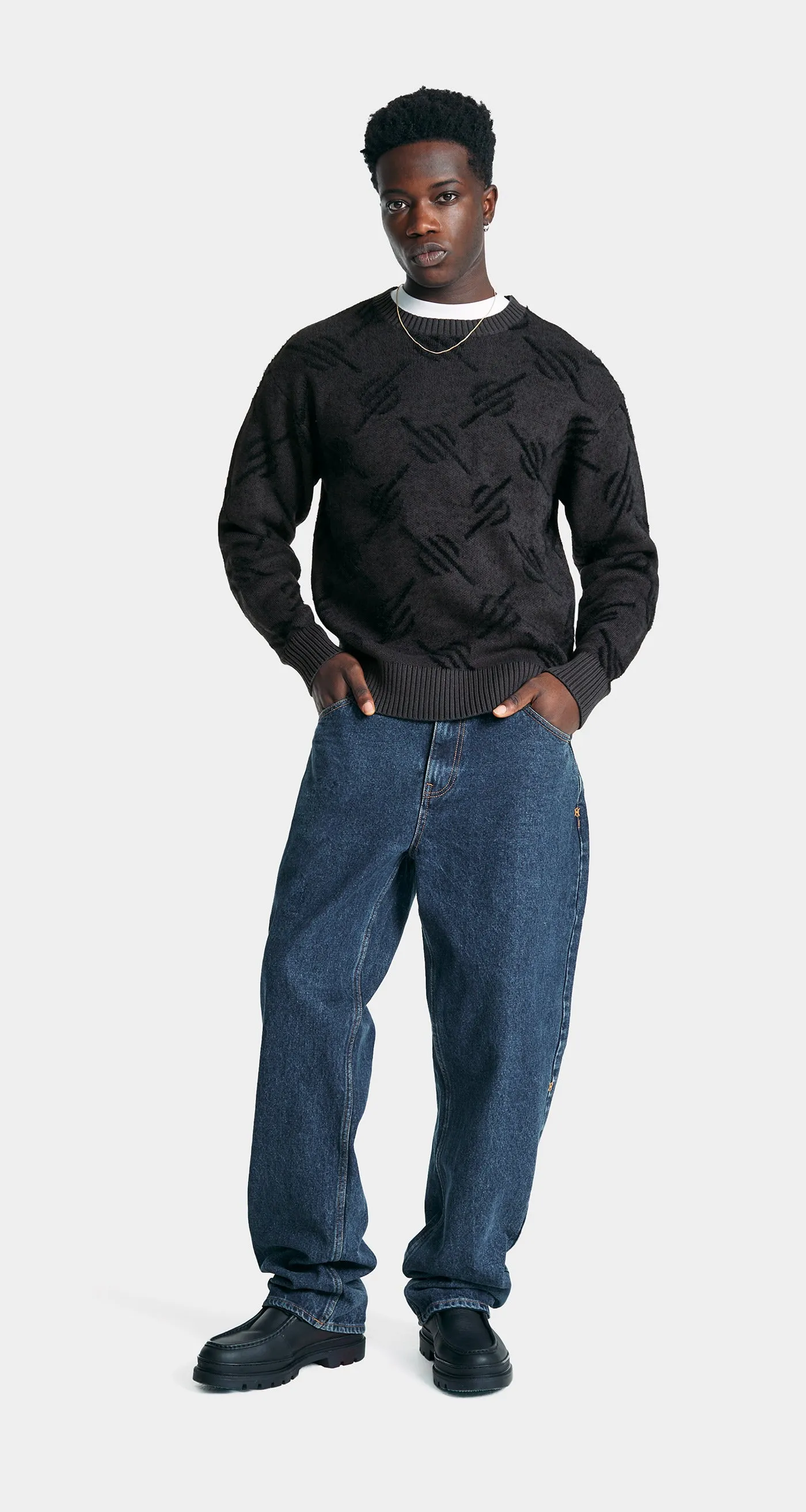Black Tevin Monogram Knit Sweater sold by Daily Paper product image thumbnail 3