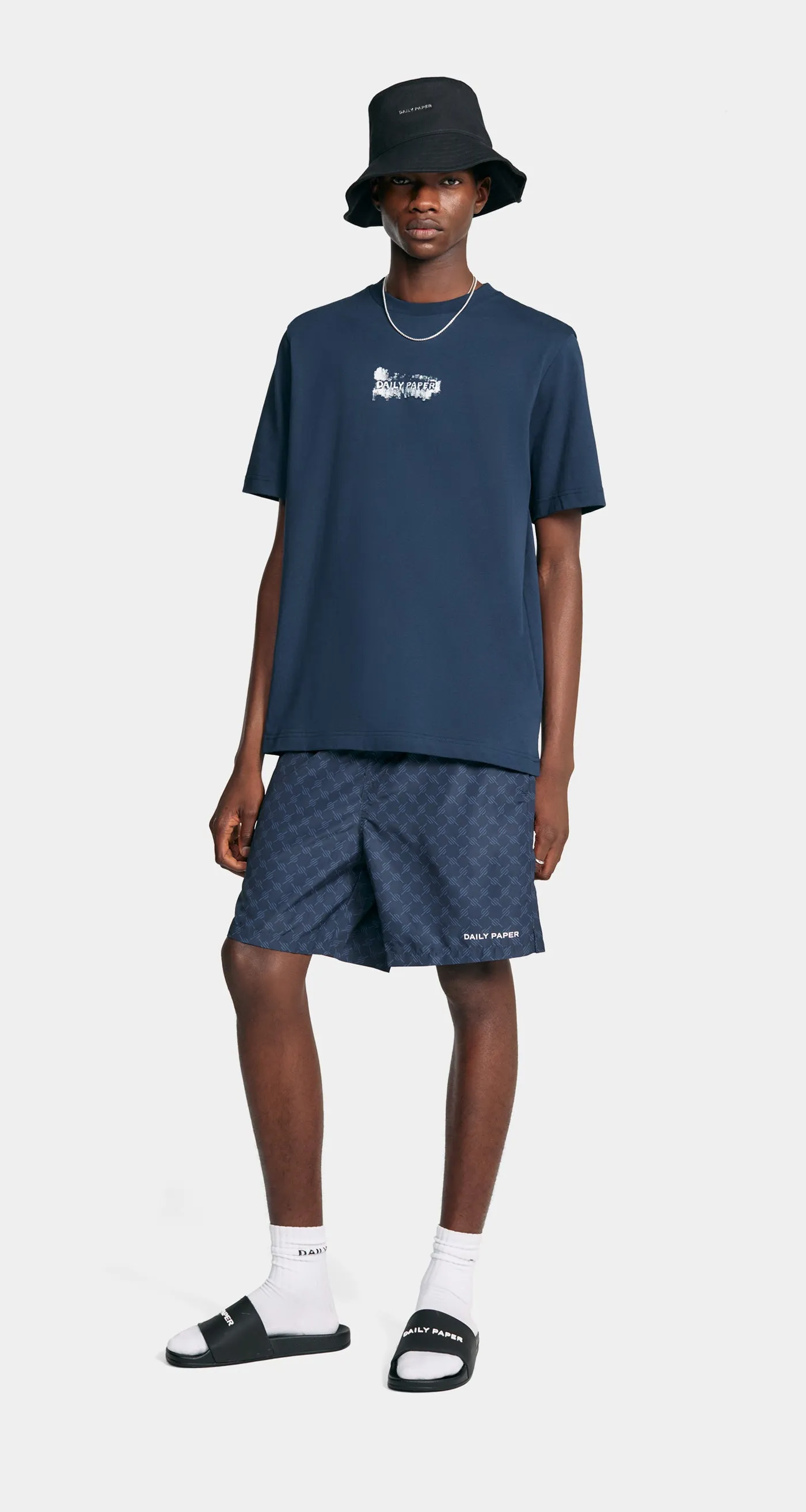 Pageant Blue Kato Monogram Swimshorts sold by Daily Paper product image thumbnail 3