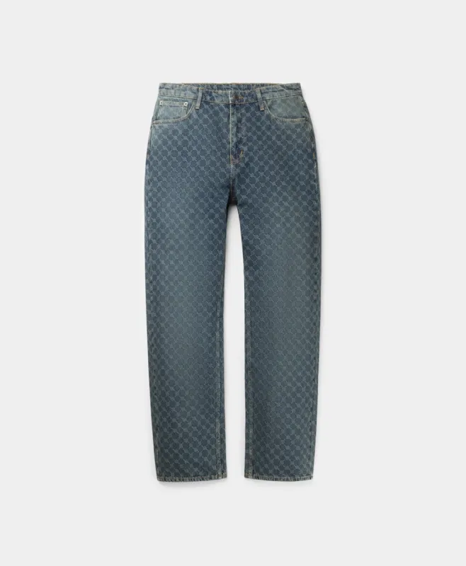Sand Blue Amba Monogram Relaxed Jeans made by Daily Paper