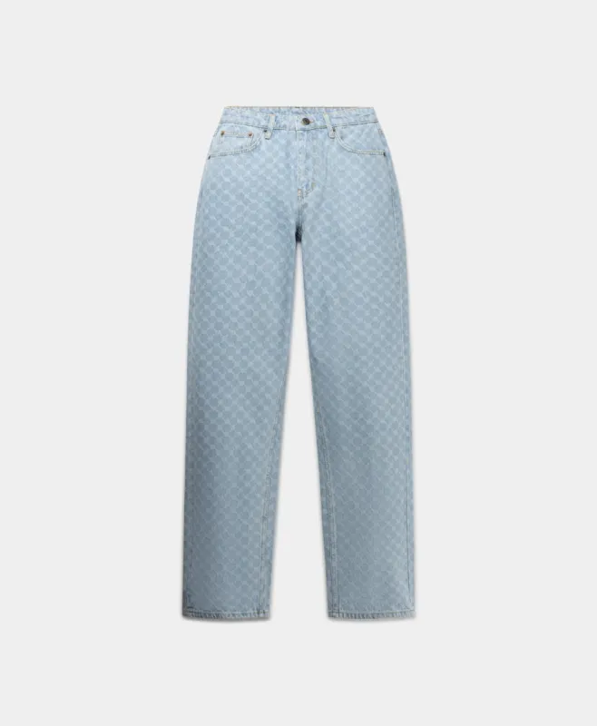 Mid Blue Amba Monogram Relaxed Jeans made by Daily Paper