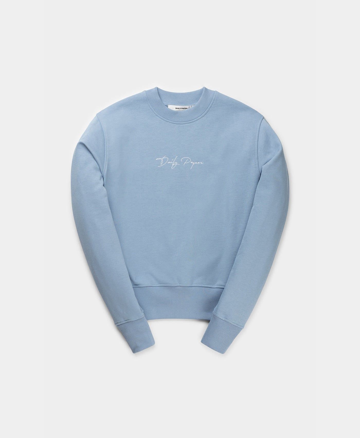 Rainwashed Blue Evvie Sweater Script sold by Daily Paper