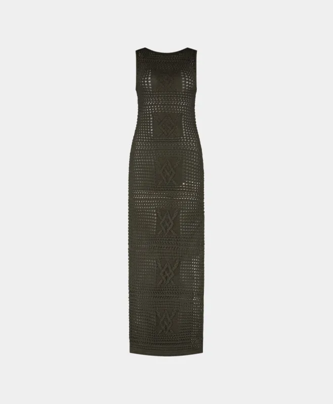 Army Green Izara Crochet Dress sold by Daily Paper