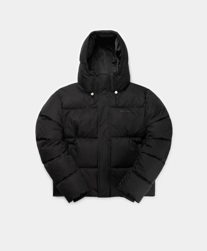 Black Monogram Short Puffer Jacket sold by Daily Paper