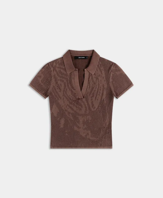 Bordeaux Red Braided Washed Polo sold by Daily Paper