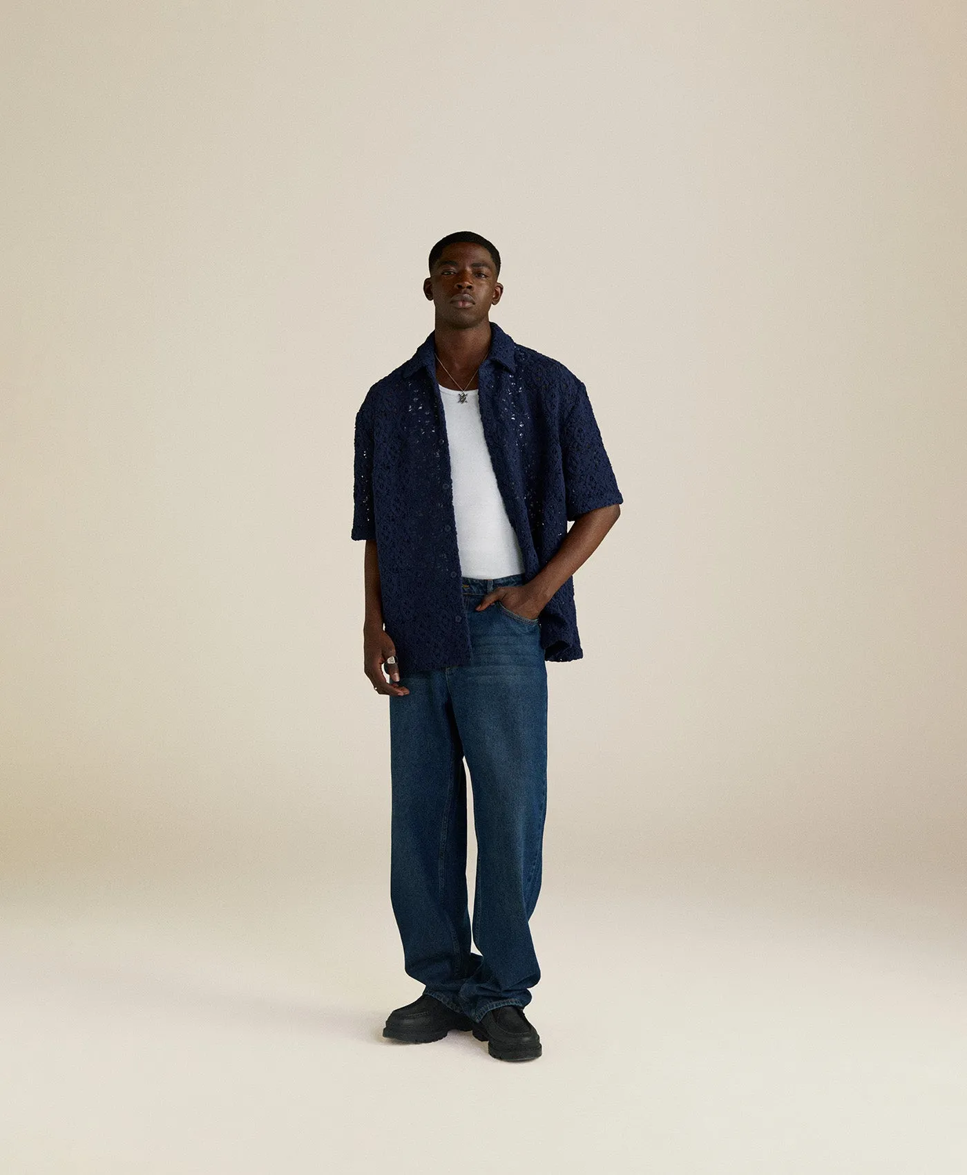 Maritime Blue Lace Shield Shirt sold by Daily Paper product image thumbnail 4