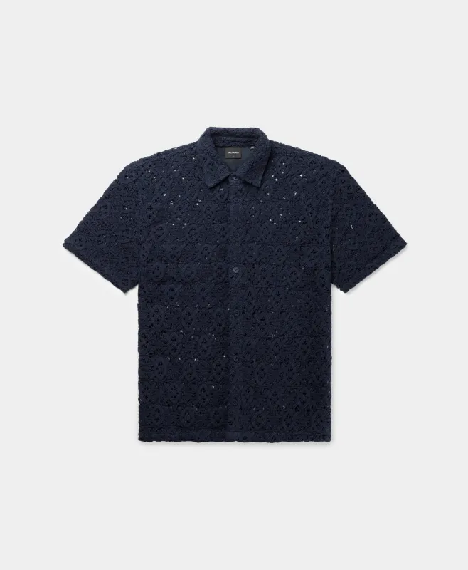 Maritime Blue Lace Shield Shirt sold by Daily Paper