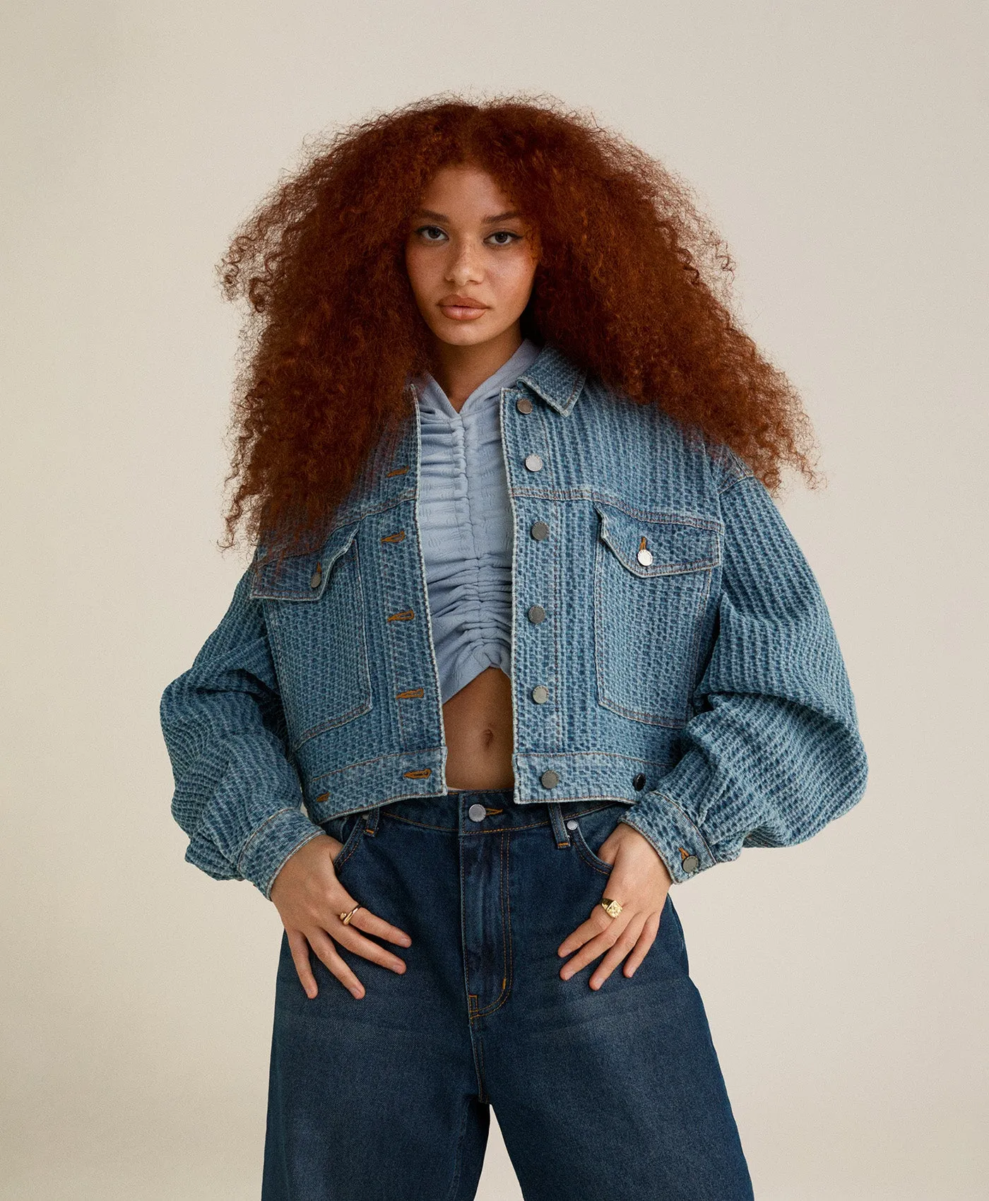 Light Blue Relaxed Denim Jacket sold by Daily Paper product image thumbnail 5