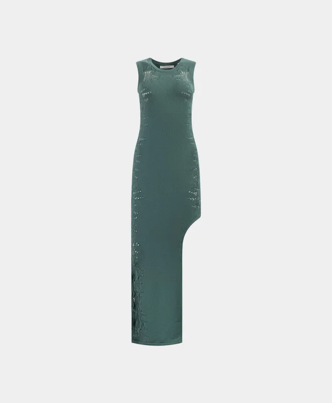 Bistro Green Asymmetric Ladder Dress made by Daily Paper