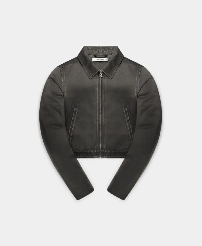 Black Oyster Satin Washed Jacket sold by Daily Paper