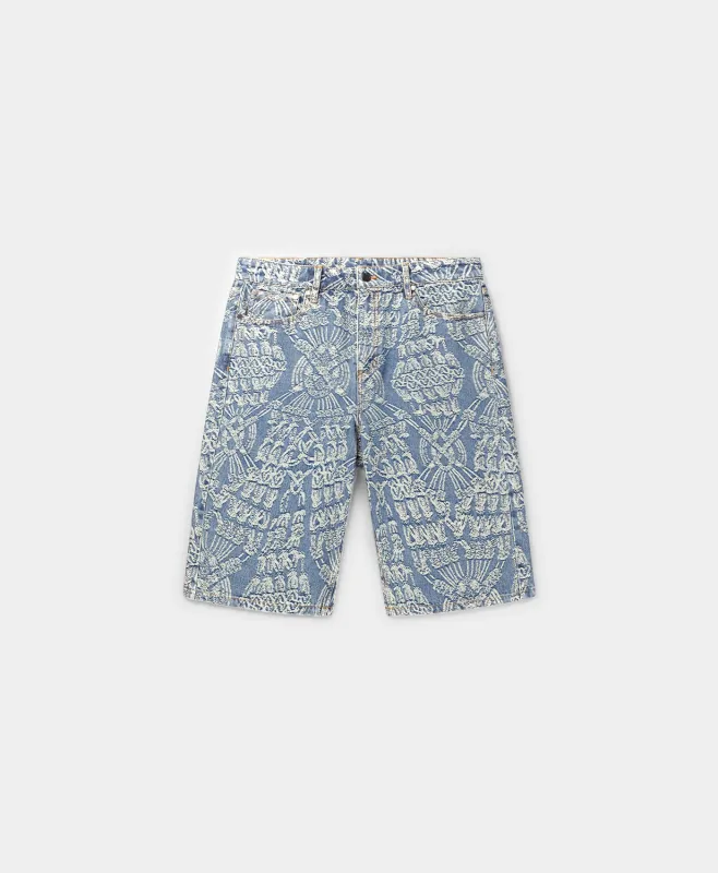 Mid Blue Macrame Denim Shorts made by Daily Paper