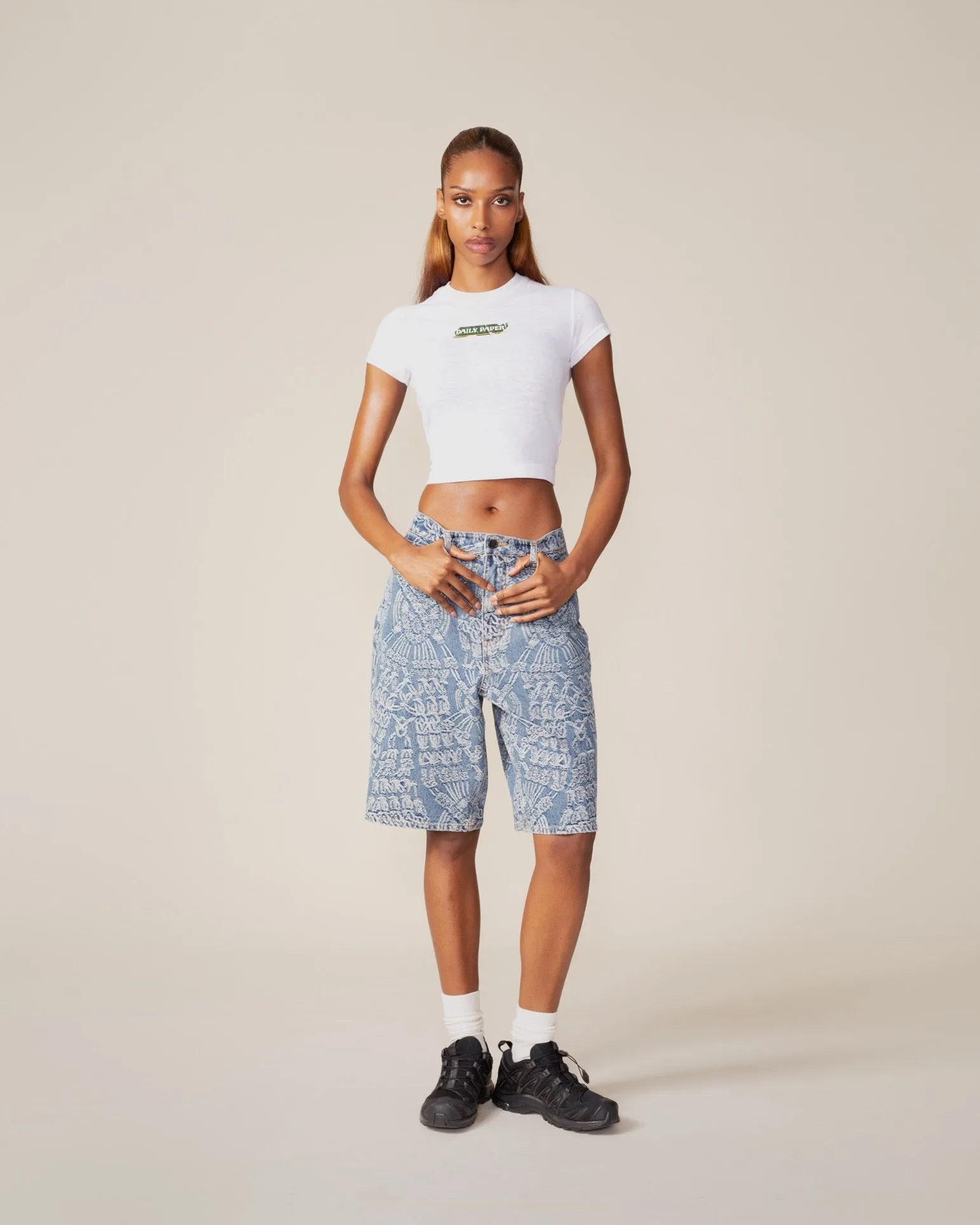 Mid Blue Macrame Denim Shorts sold by Daily Paper product image thumbnail 4