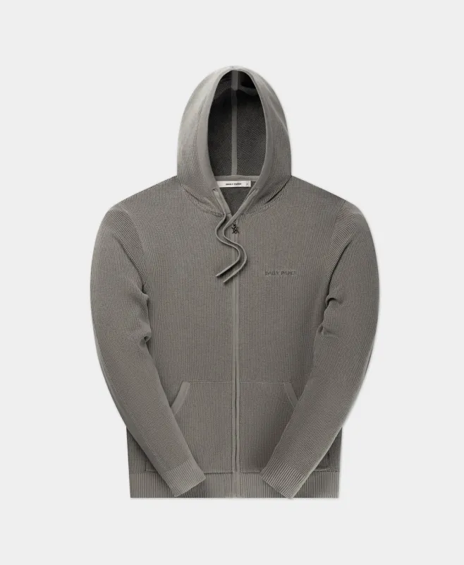 Formal Grey Flat Knit Zip Hoodie sold by Daily Paper