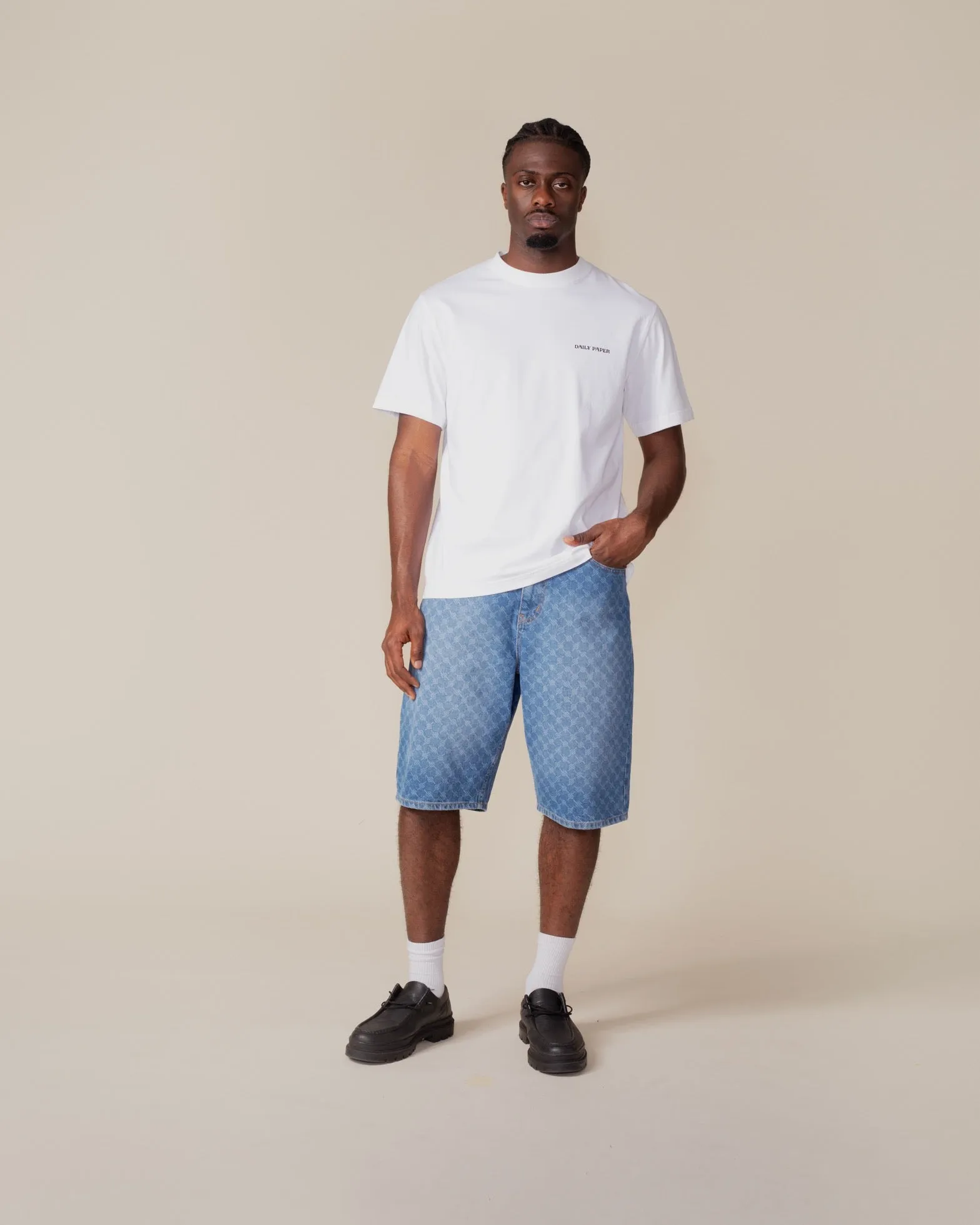 Blue Monogram Denim Shorts sold by Daily Paper product image thumbnail 5