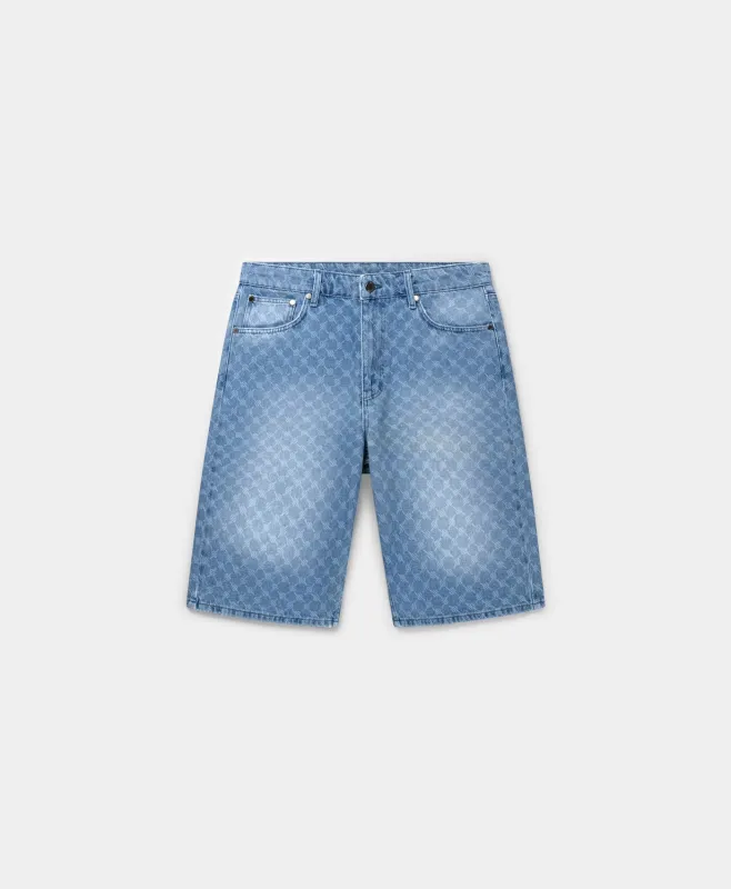 Blue Monogram Denim Shorts sold by Daily Paper