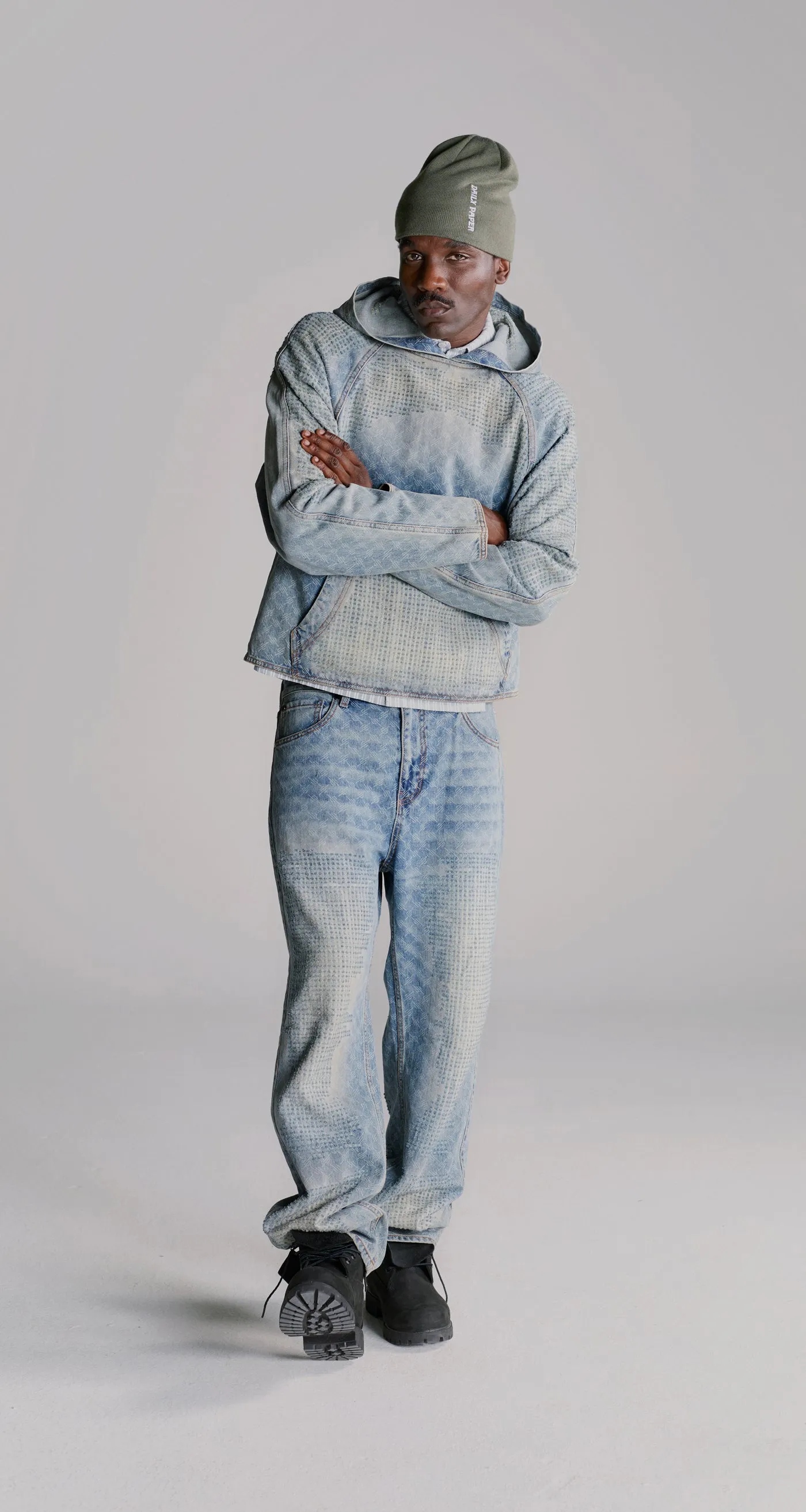 Blue Destroyed Denim Hoodie sold by Daily Paper product image thumbnail 3