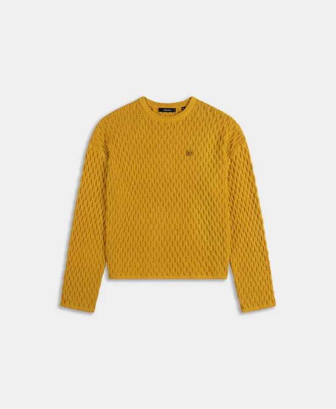 Misted Yellow Dp Badge Flat Knit Sweater made by Daily Paper