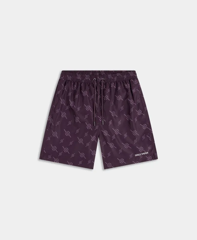 Potent Purple Irregular Monogram Swim Shorts sold by Daily Paper