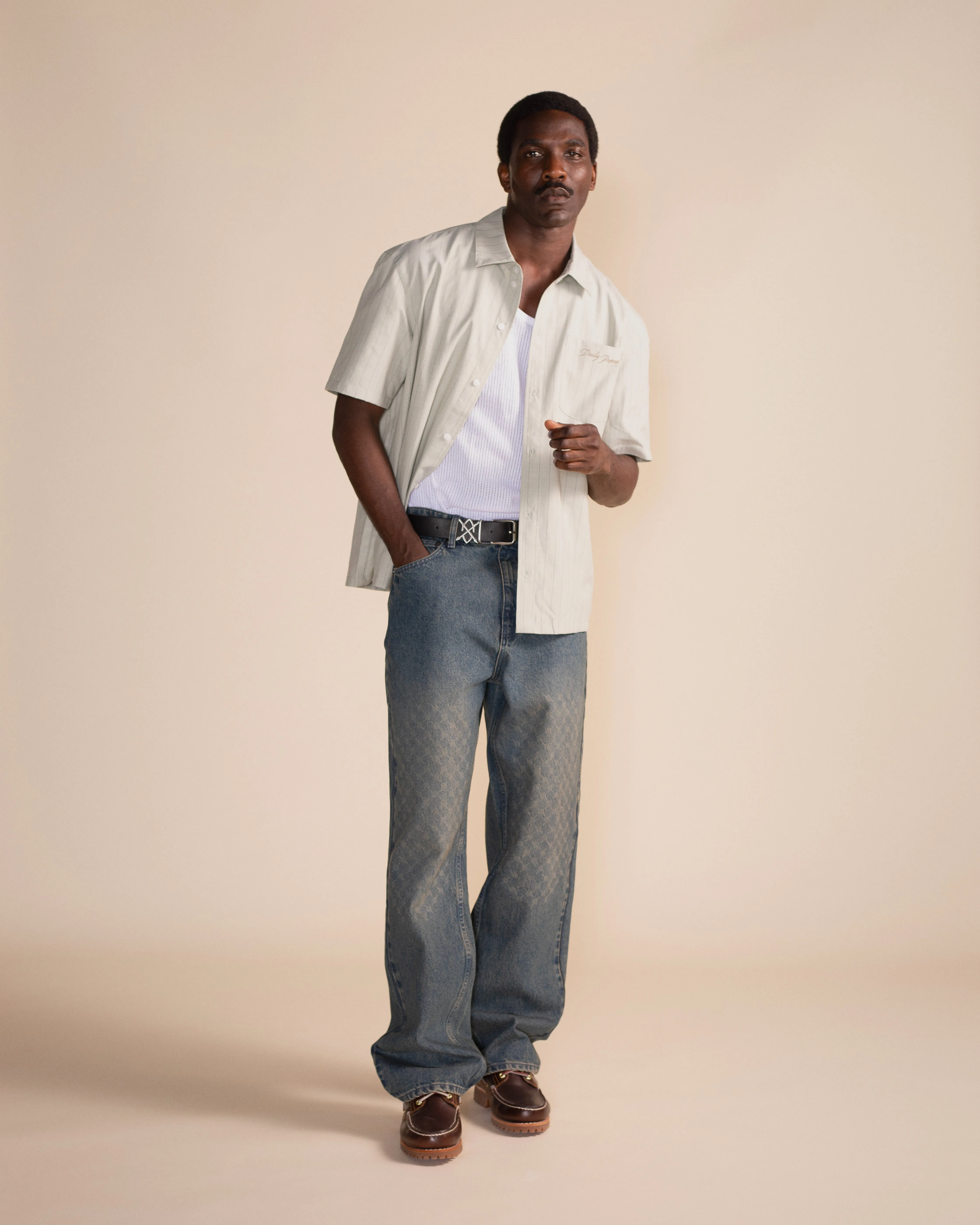 Green Stripe Script Shirt sold by Daily Paper product image thumbnail 5
