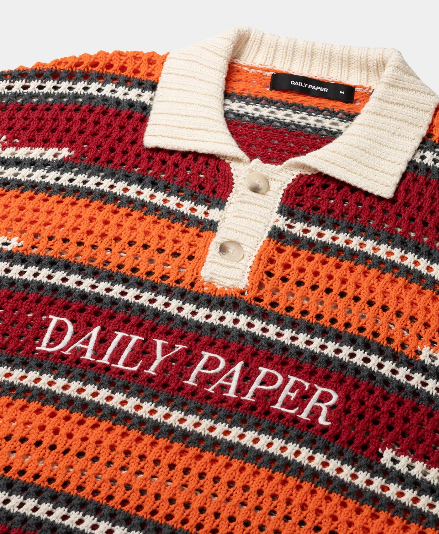 Haute Red Tigerlily Kente Stripe Knit Polo sold by Daily Paper product image thumbnail 3