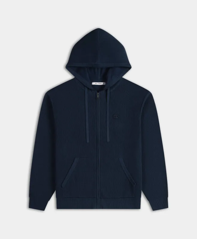 Blue Wing Teal Flatknit Zip Hoodie made by Daily Paper