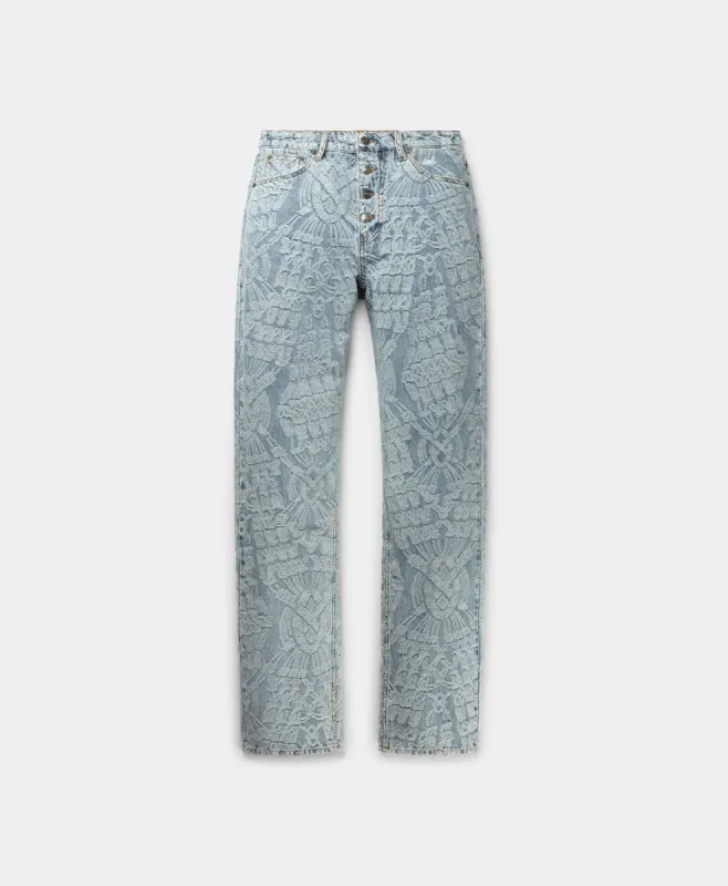 Light Blue Settle Macrame Denim Pants made by Daily Paper