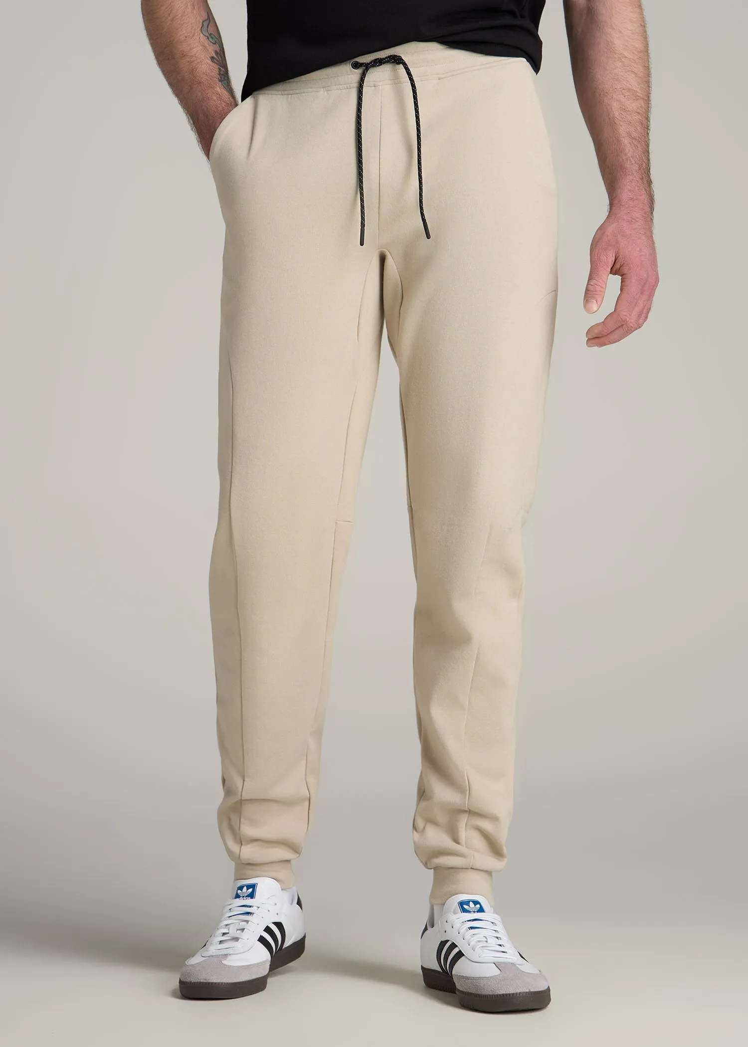Tall Men's Utility Fleece Joggers in Stone sold by American Tall