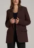 Boyfriend Fit Single-Button Blazer for Tall Women in Chestnut sold by American Tall