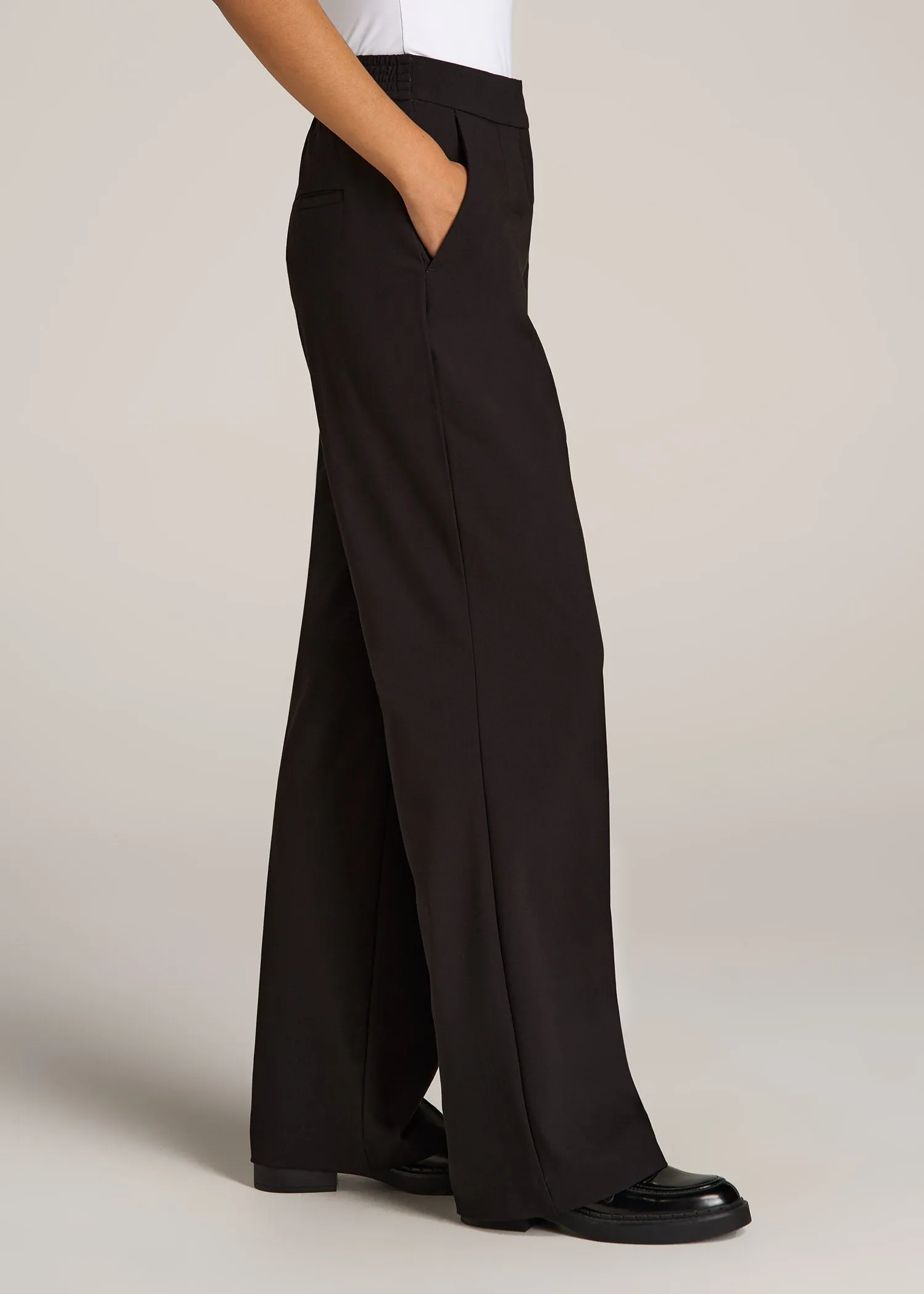 Flat Front Wide Leg Dress Pants for Tall Women in Black sold by American Tall product image thumbnail 3