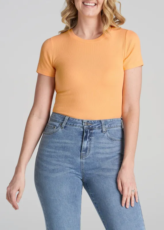 FITTED Ribbed Tee for Tall Women in Clementine  sold by American Tall