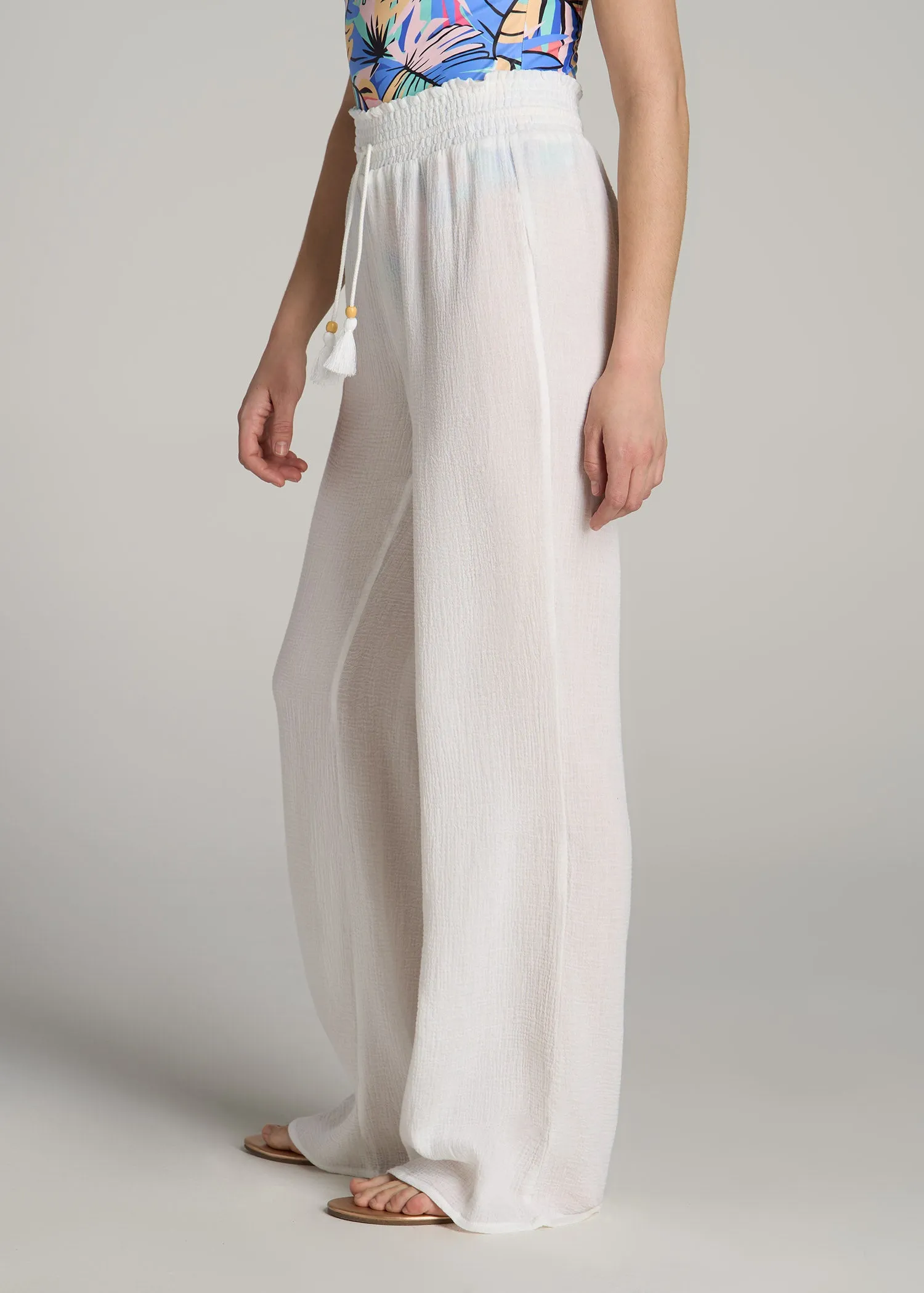 Gauze Cover Up Pants for Tall Women in Bright White sold by American Tall product image thumbnail 3