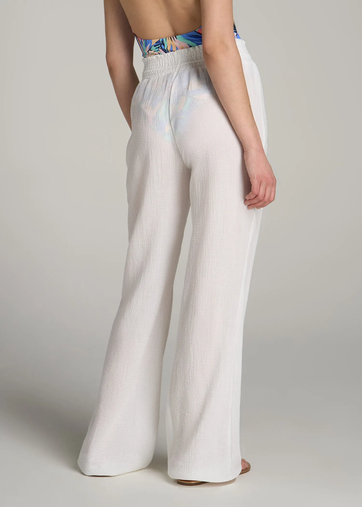 Gauze Cover Up Pants for Tall Women in Bright White sold by American Tall product image thumbnail 5