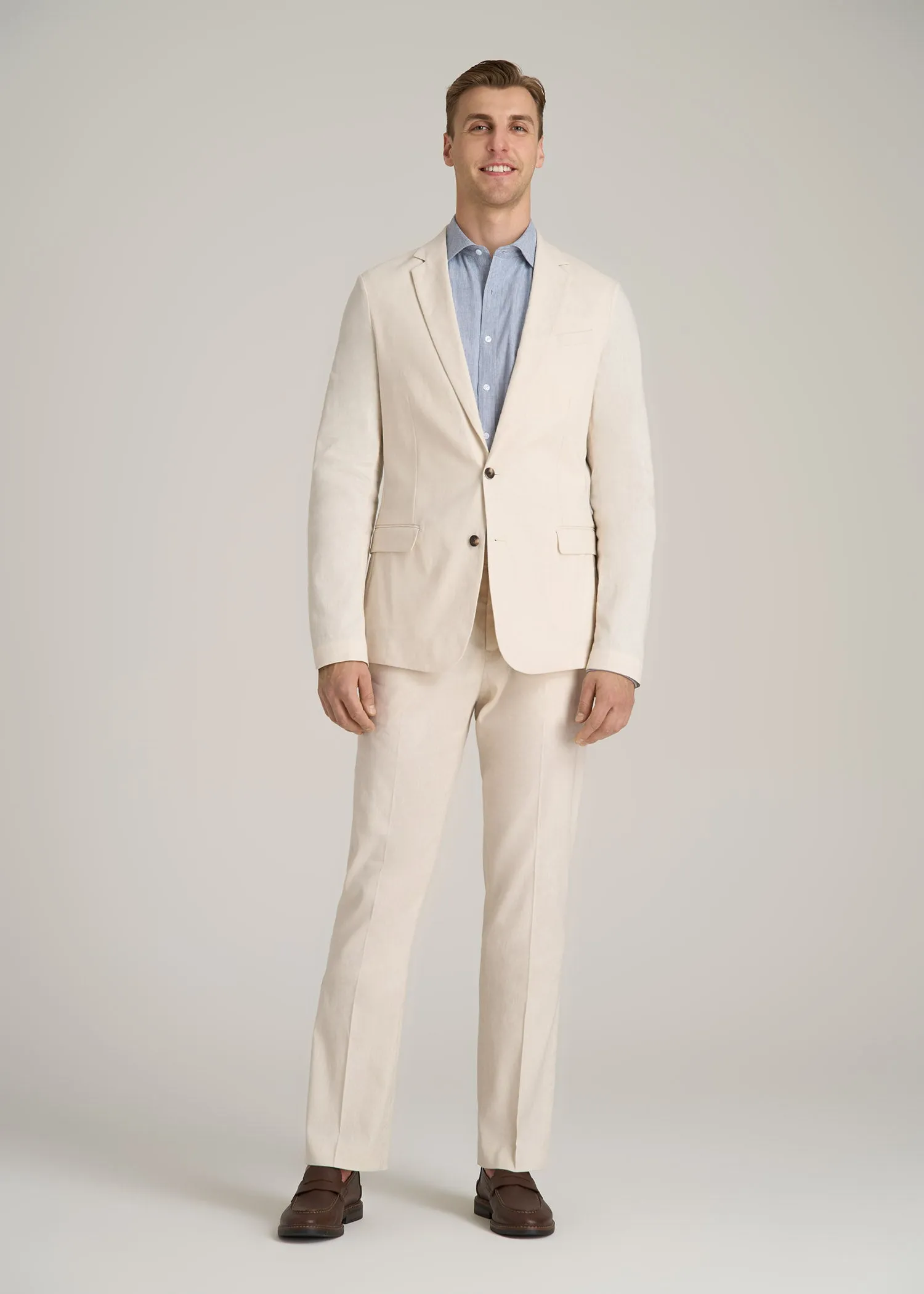 Stretch Linen Blazer for Tall Men in Light Beige Linen sold by American Tall product image thumbnail 4