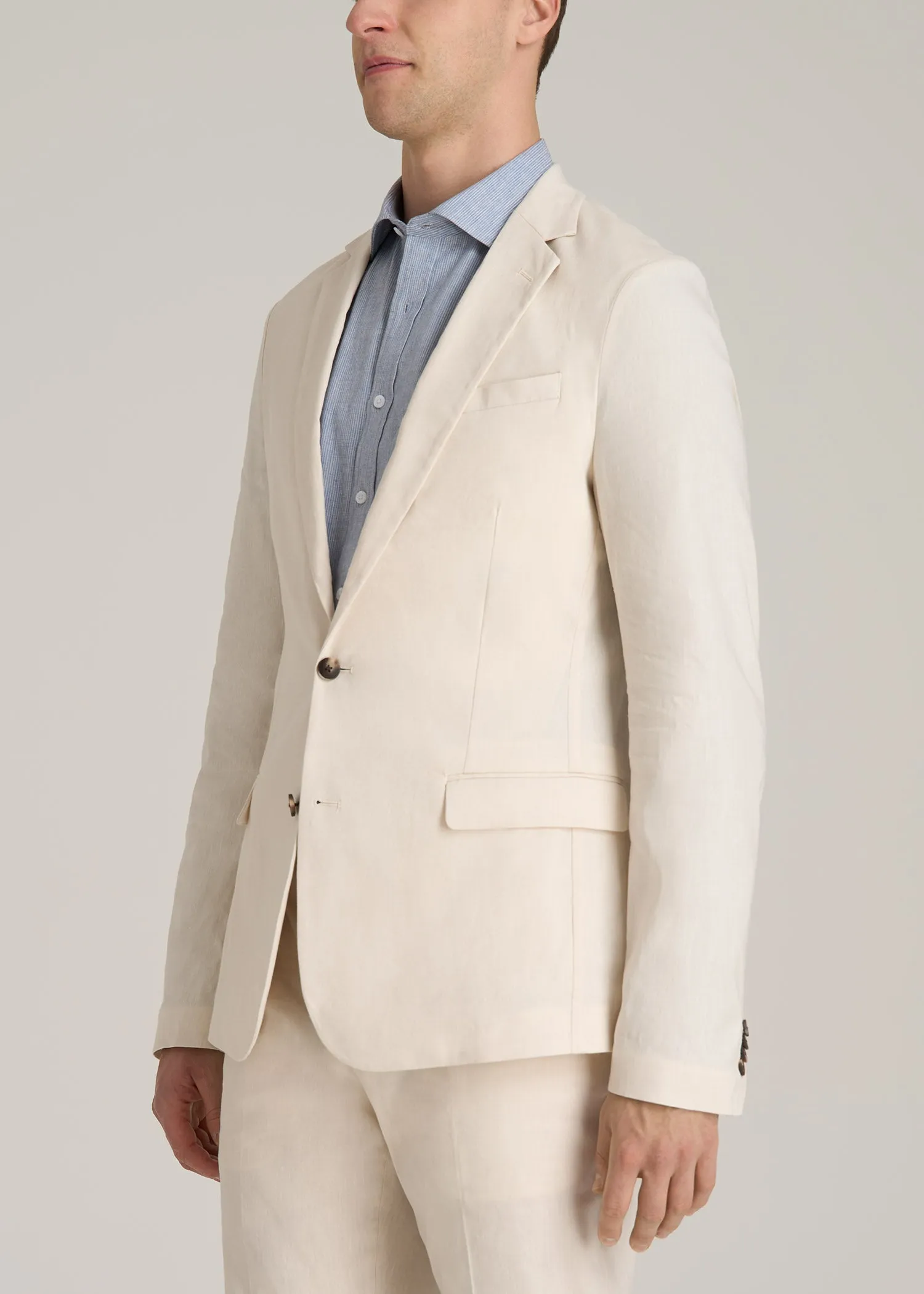 Stretch Linen Blazer for Tall Men in Light Beige Linen sold by American Tall product image thumbnail 3