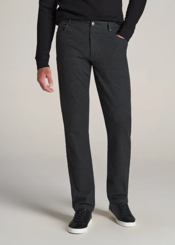 TAPERED-FIT Stretch Flannel 5 Pocket Pants for Tall Men in Storm Grey Mix sold by American Tall