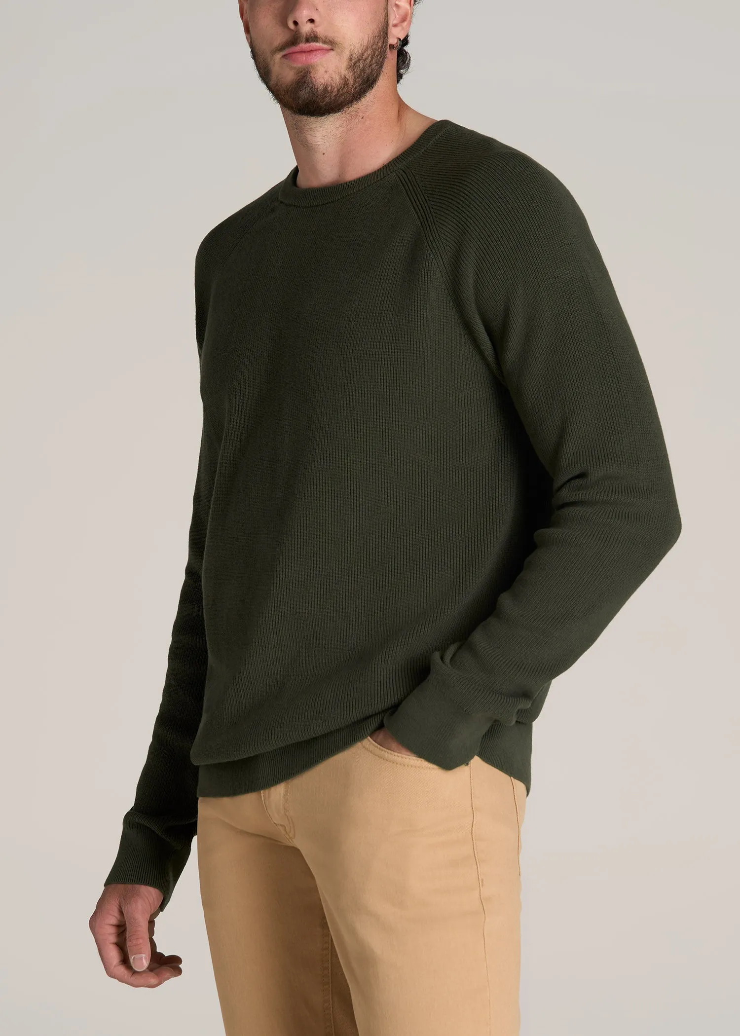 Textured Heavy Knit Sweater for Tall Men in Dark Olive Green sold by American Tall product image thumbnail 3
