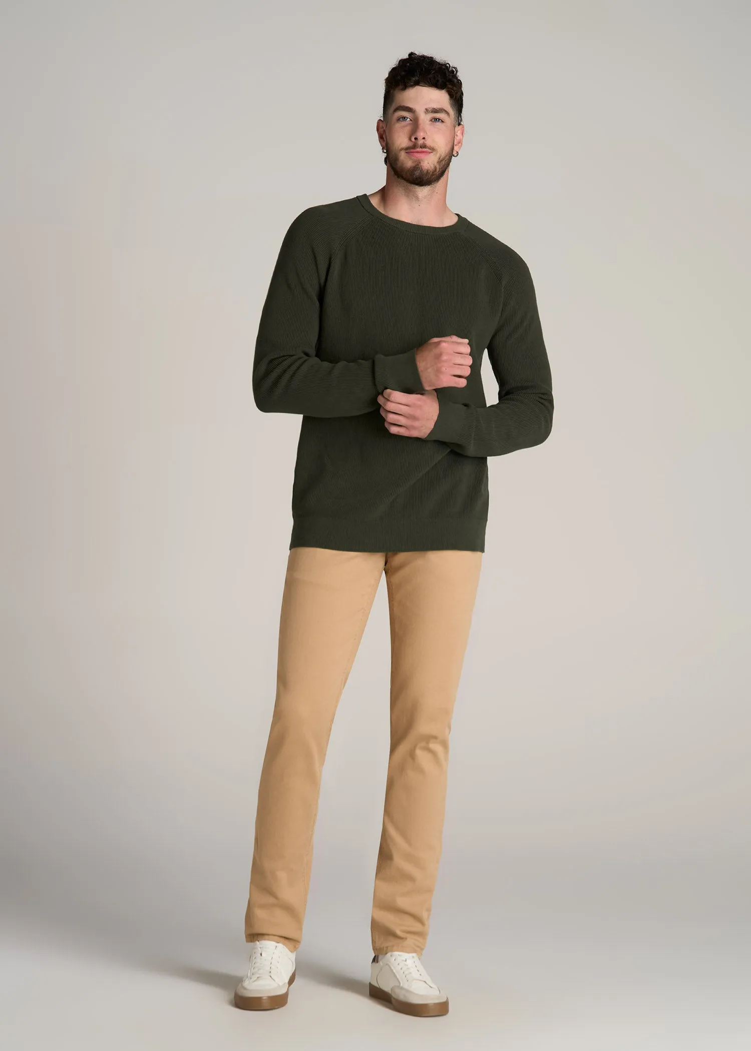 Textured Heavy Knit Sweater for Tall Men in Dark Olive Green sold by American Tall product image thumbnail 4