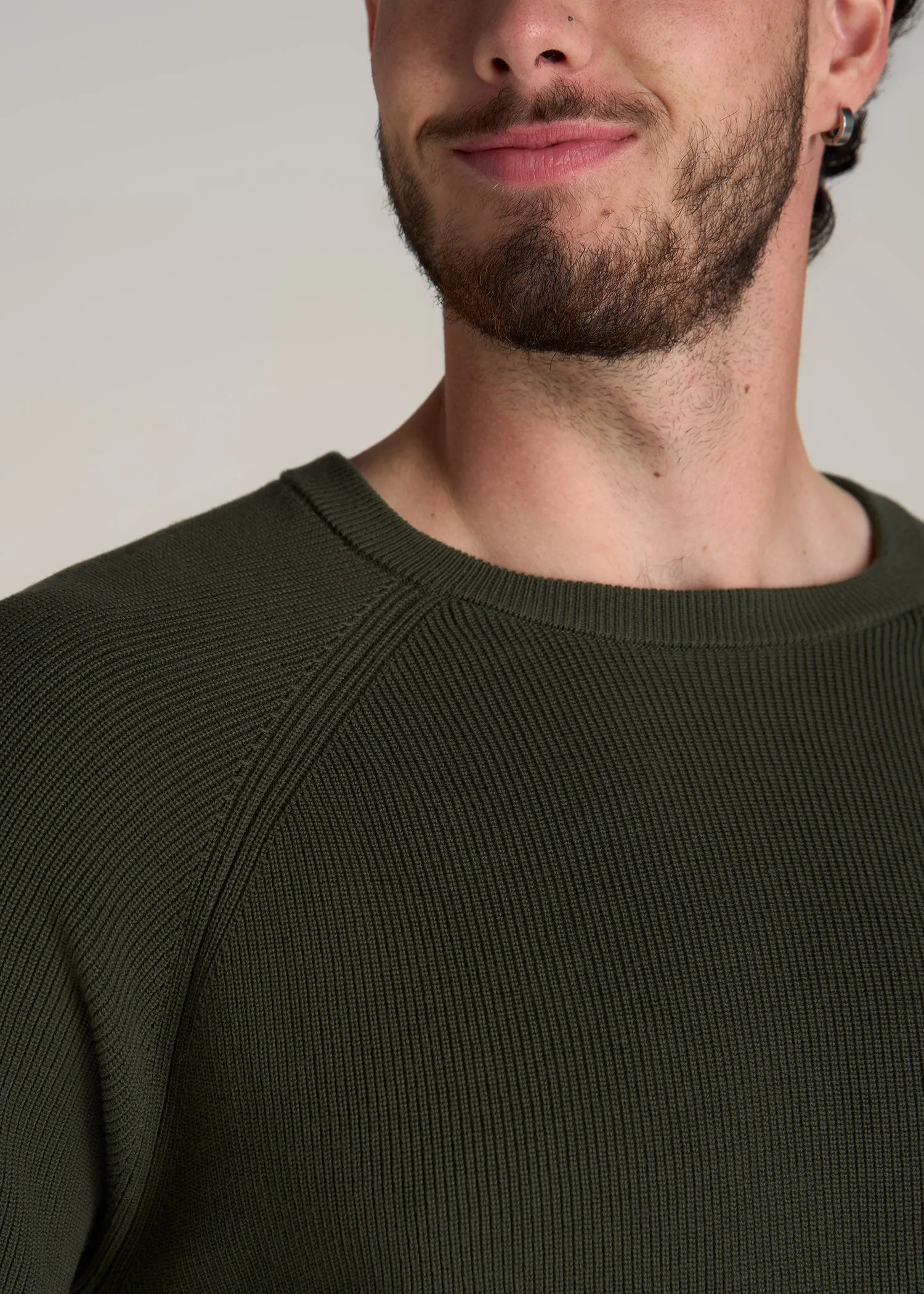 Textured Heavy Knit Sweater for Tall Men in Dark Olive Green sold by American Tall product image thumbnail 2