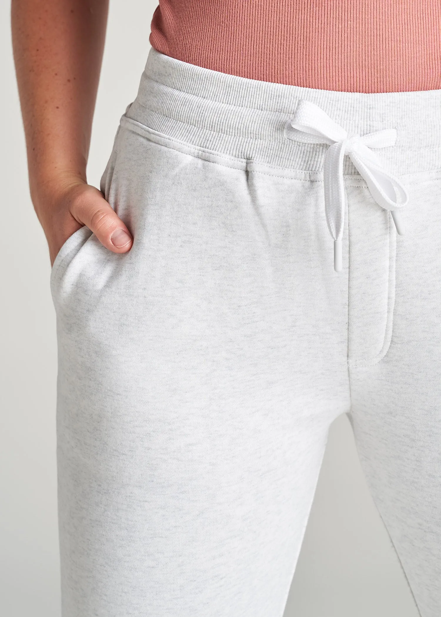Wearever Fleece Open-Bottom Sweatpants for Tall Women in Heather Cloud White sold by American Tall product image thumbnail 2