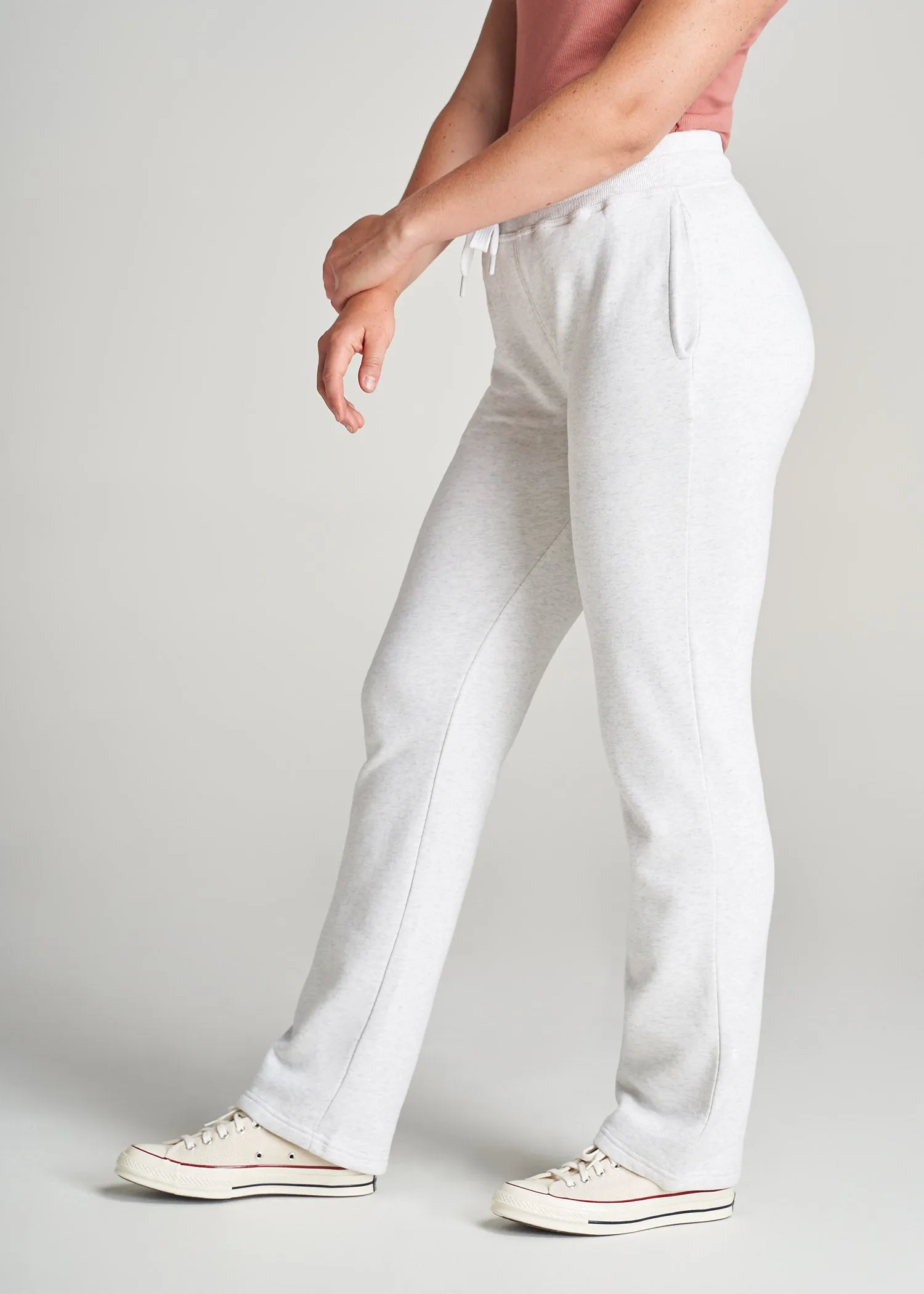 Wearever Fleece Open-Bottom Sweatpants for Tall Women in Heather Cloud White sold by American Tall product image thumbnail 3